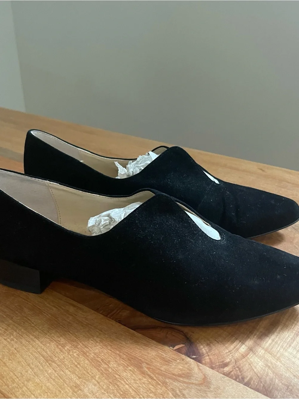 Adrienne Vittadini Black Suede Oxford Sculptural Flats Shoes Whimsigoth Size 8
